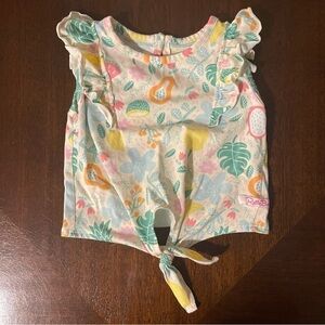 Ruffle Butts | tropical fruit flutter sleeve cropped shirt | 12-18 mo
